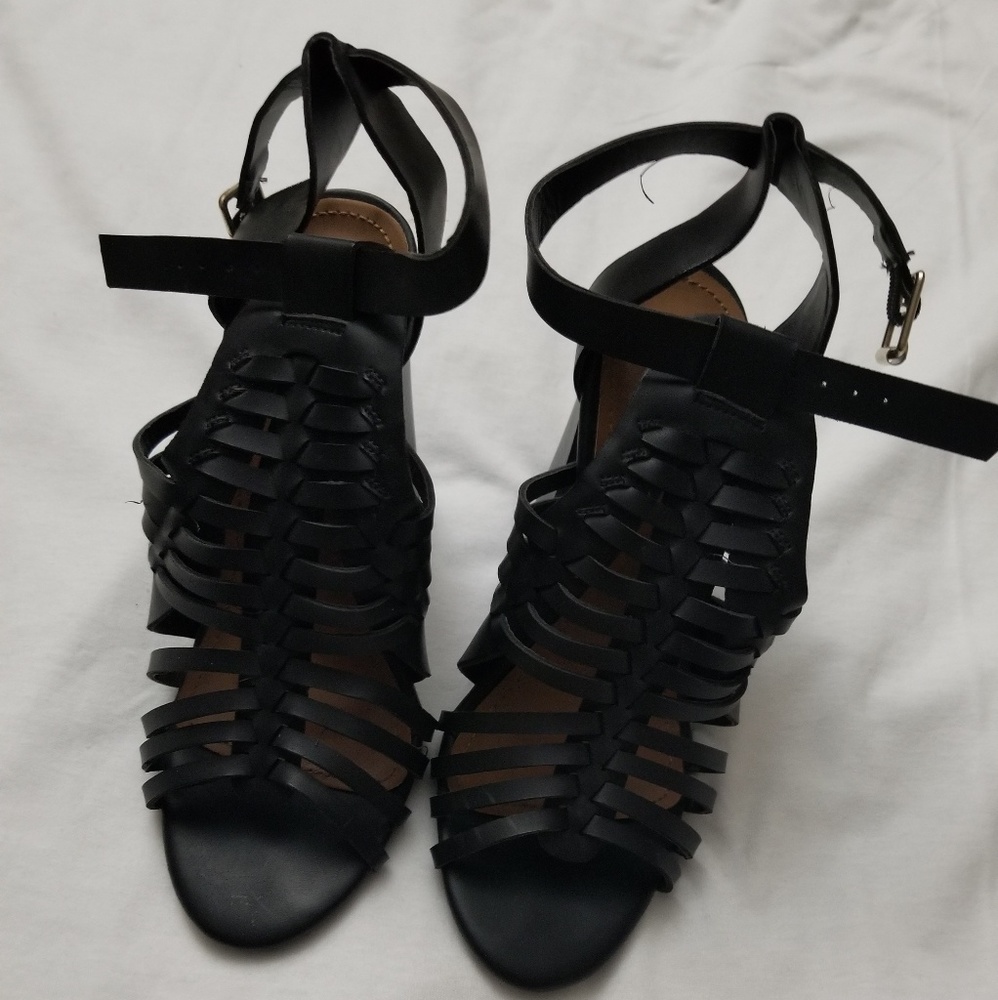 Caged strapped heels
